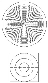 Concentric Circle Reticule: R1610 B Type (Broken cross-line and circle is crossed): Drawing