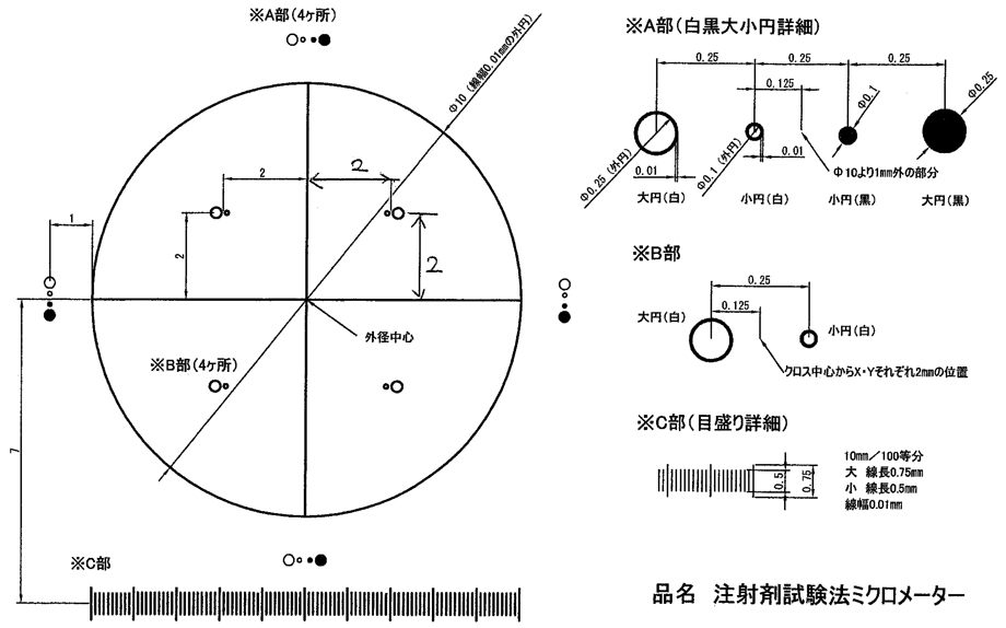 注射剤試験法ミクロメーターR1990拡大図面