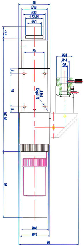Microscope Unit Model SPA: Dimensional Drawing